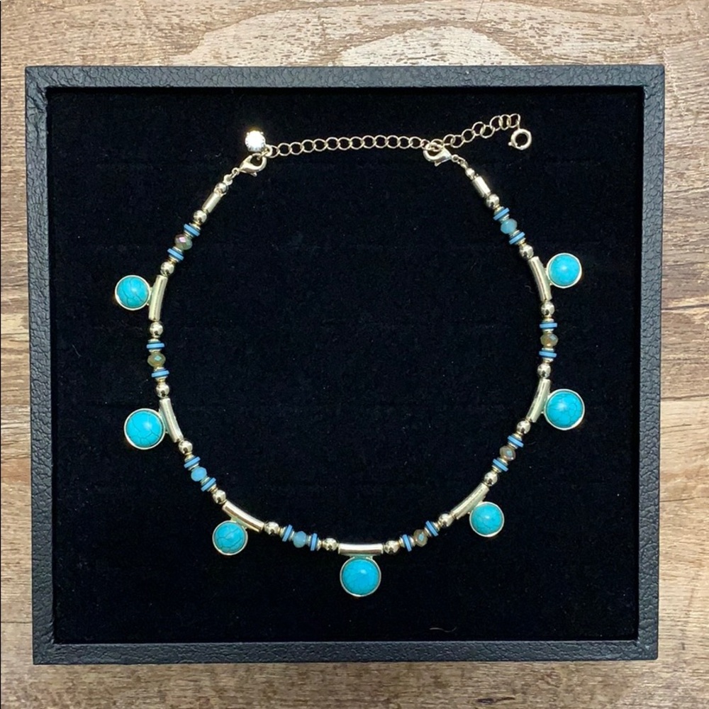 Premier Designs Reversible Turquoise/Gold Necklace